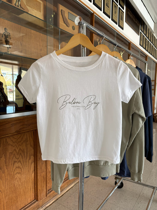 SCRIPT WOMENS CROP TEE